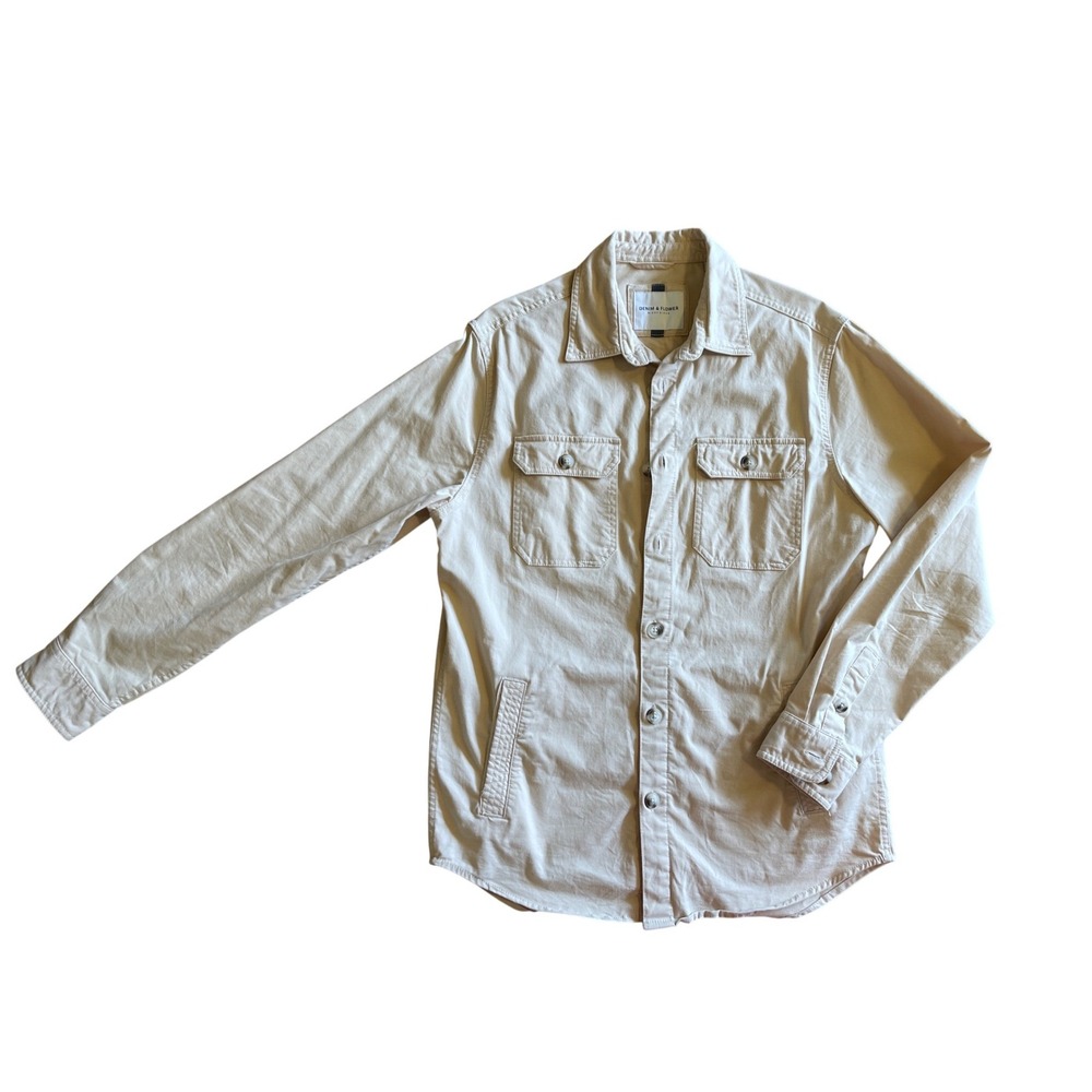 Denim & Flower Ricky Singh Beige Utility Shirt Jacket Mens Stretch Shacket M